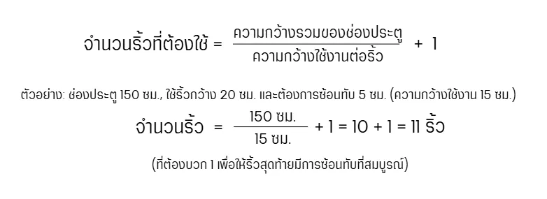 สูตรการคำนวนจำนวนริ้ว