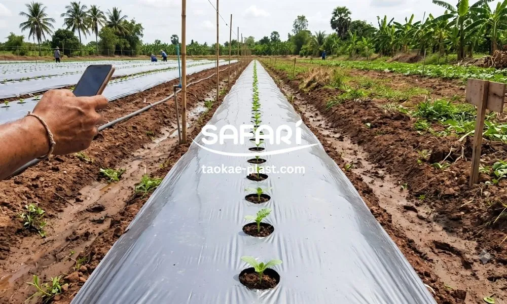 ผ้ายางคลุมดิน - รูเดี่ยว1