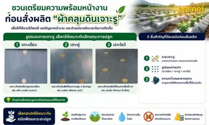 เจาะรูผ้าคลุมดิน