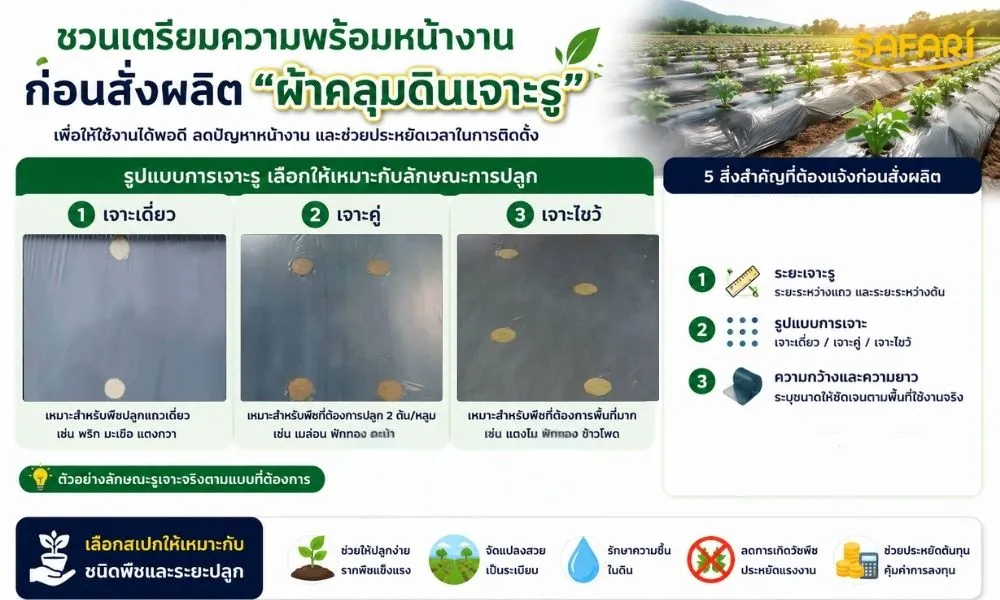 เจาะรูผ้าคลุมดิน
